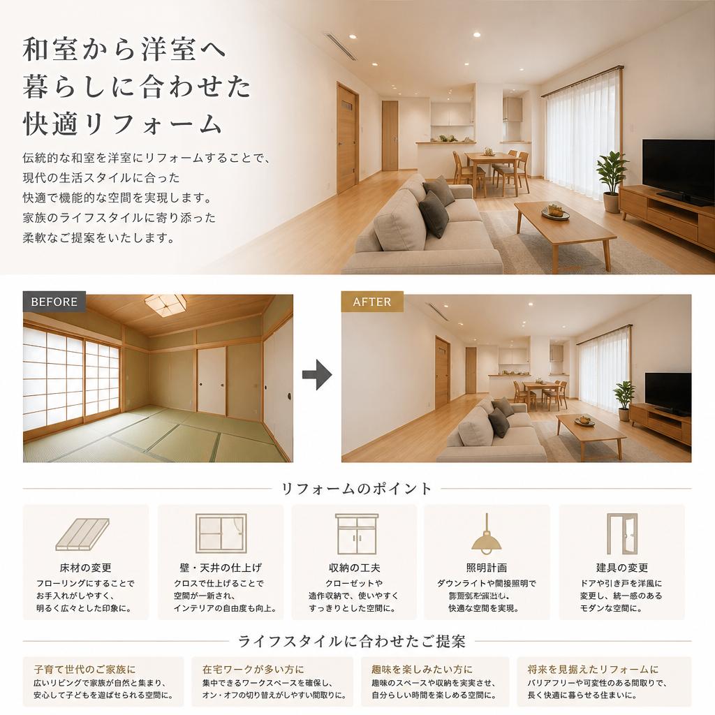 和室を洋室に！ライフスタイルに合わせた空間作り