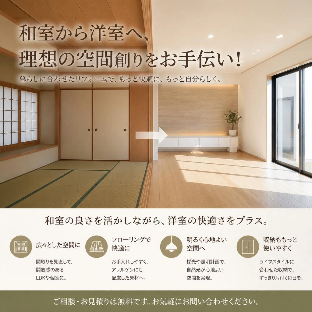 和室から洋室へ、理想の空間創りをお手伝い！